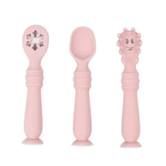Set 3 Cubiertos en Silicona rosa