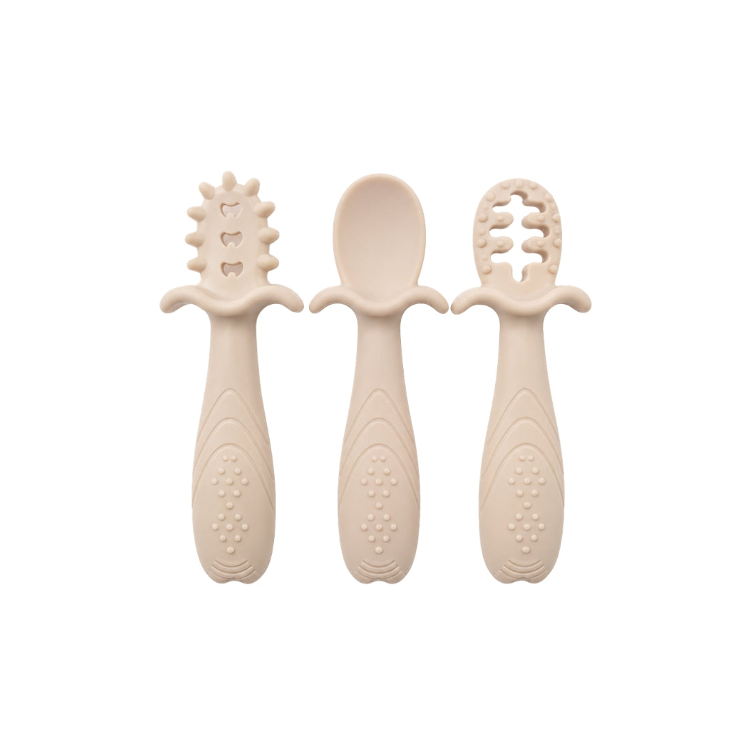 Set 3 Cucharas de Entrenamiento en Silicona BEIGE