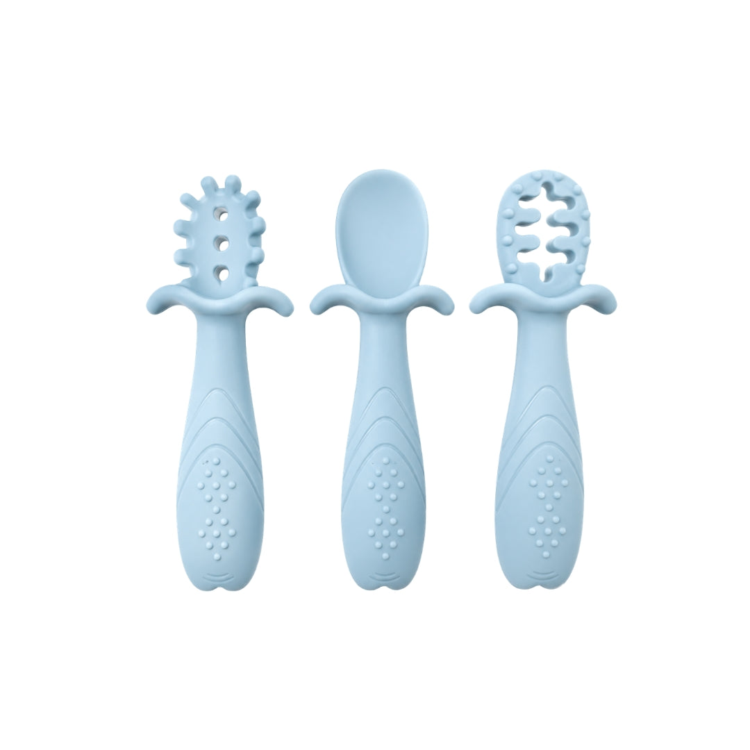 Set 3 Cucharas de Entrenamiento en Silicona azul 