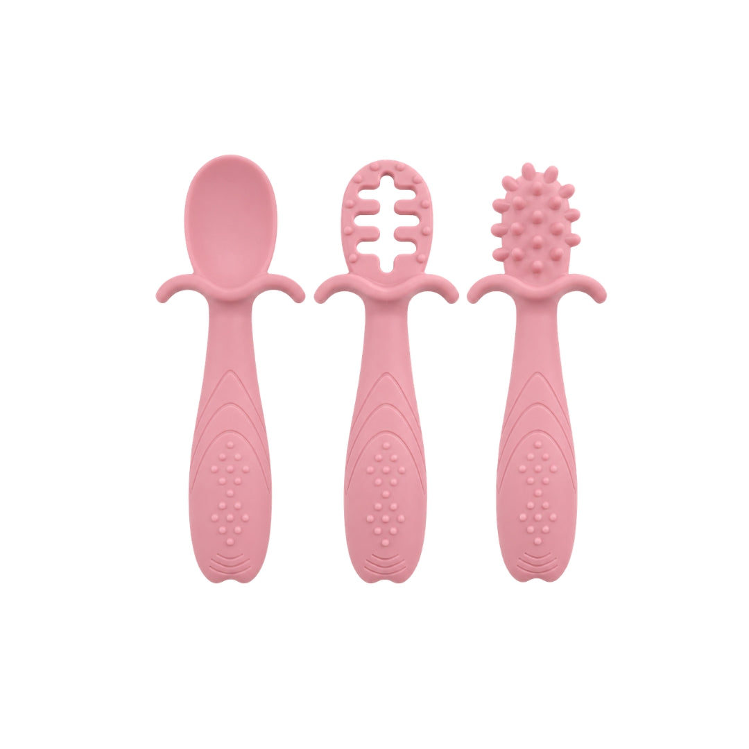 Set 3 Cucharas de Entrenamiento en Silicona frambuesa