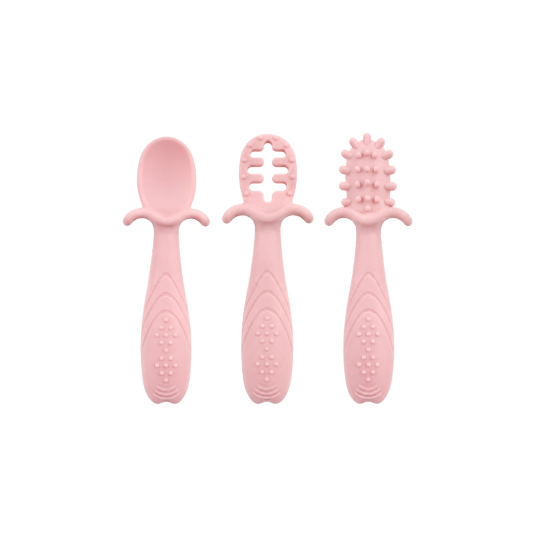 Set 3 Cucharas de Entrenamiento en Silicona rosa 