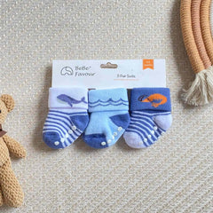 Set 3 Medias Para Bebe Doblez Niño ballena