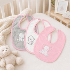 Set 3 Piezas Baberos Bordados Rosa El Bebé Feliz