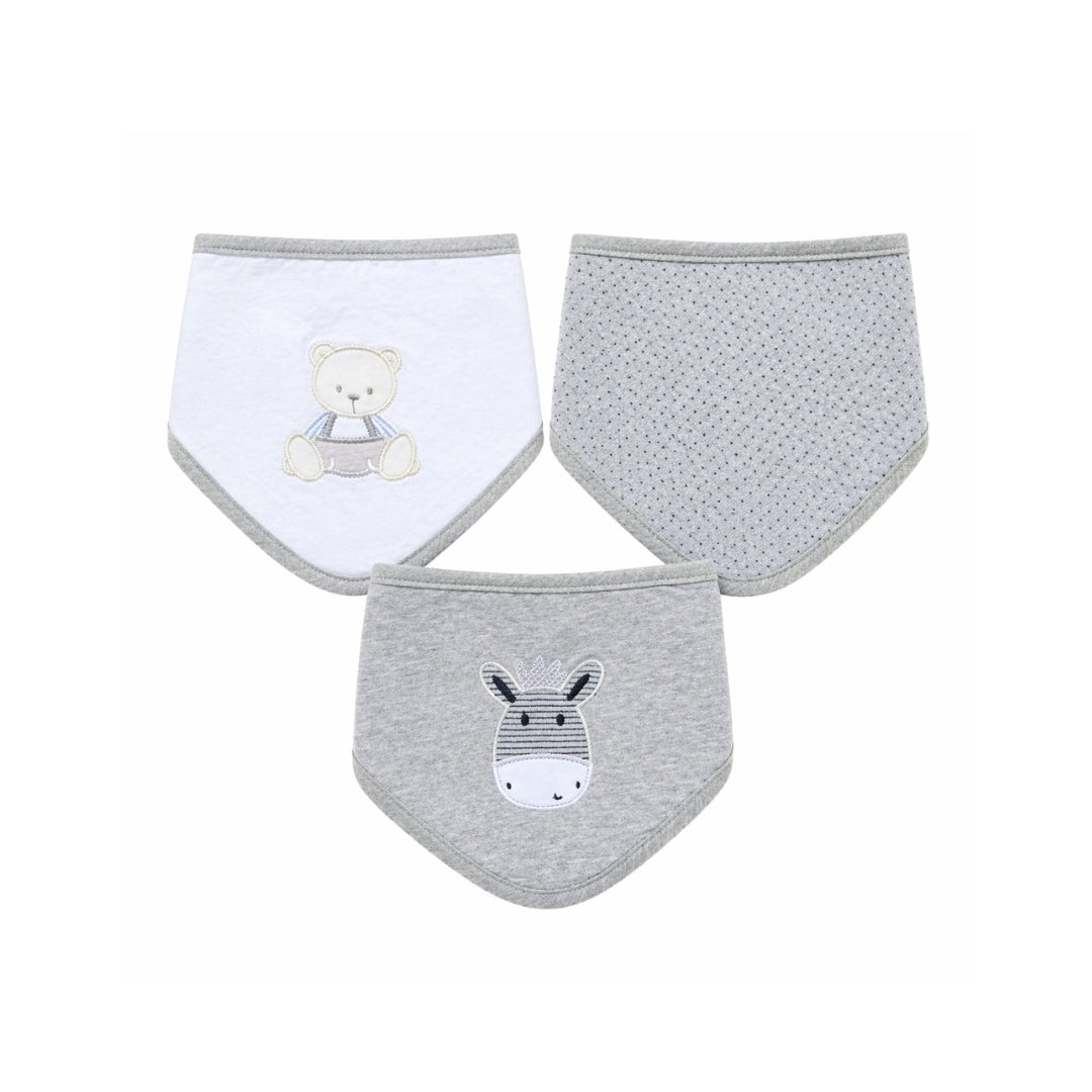 Set 3 Piezas Baberos Pañoleta Bordados El Bebé Feliz gris