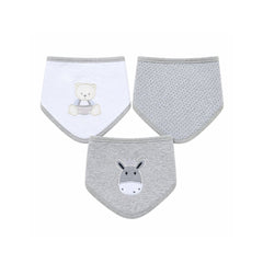 Set 3 Piezas Baberos Pañoleta Bordados El Bebé Feliz gris