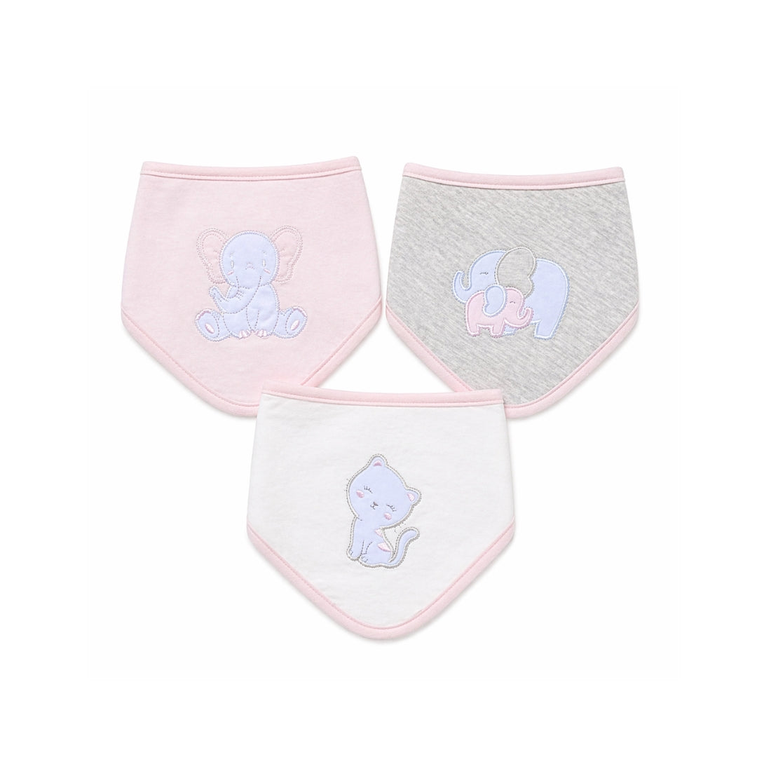 Set 3 Piezas Baberos Pañoleta Bordados El Bebé Feliz rosa