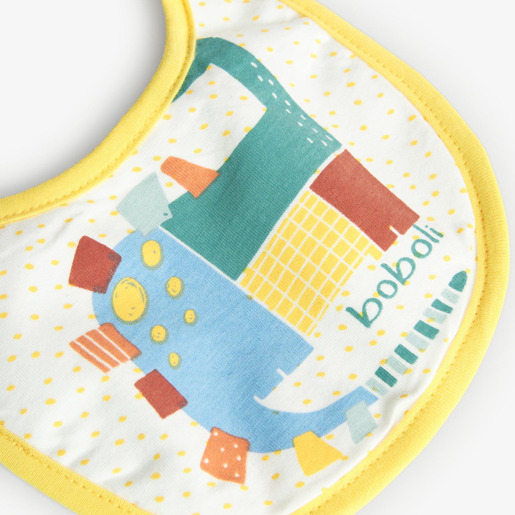 Set 4 Baberos Dinosurio Boboli amarillo detalle