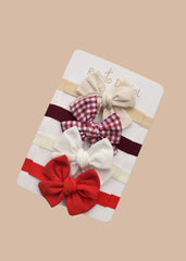 Set 4 Balacas Cintillo Moño Basic Cuadros