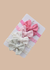 Set 4 Balacas Cintillo Moño Basic Rayas