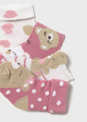 Set 4 Medias Oso Corazones Frambuesa Mayoral detalle