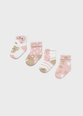 Set 4 Medias Oso Corazones Rosa Mayoral