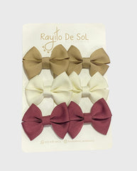 Set 4 Pinzas Moño Frida Vino Tinto