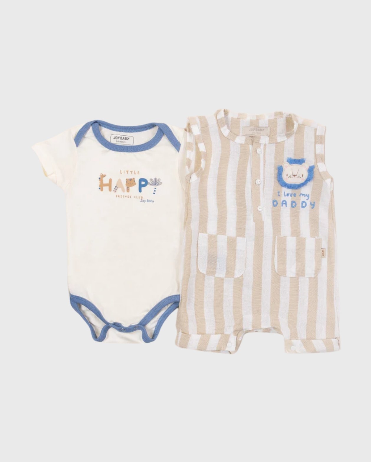 Set Body y Mameluco Rayas Happy  Beige