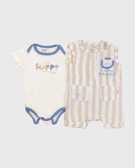Set Body y Mameluco Rayas Happy  Beige