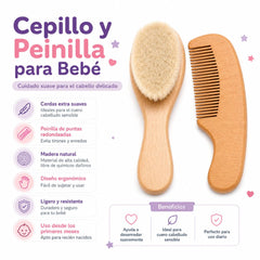 Set Cepillo y Peine Bebé En Madera Only