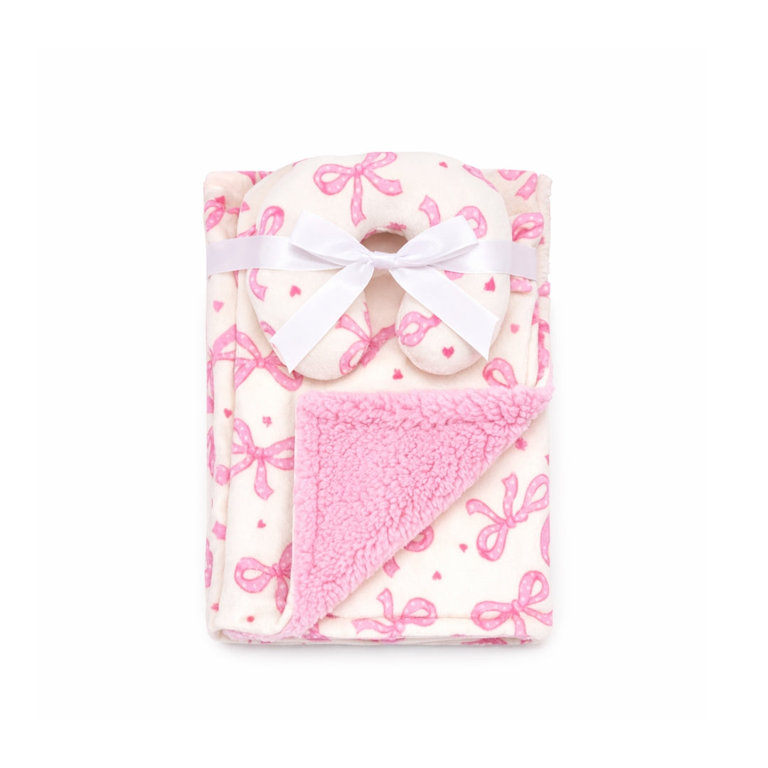 Set Cobija Con Almohada Estampado Niña moño