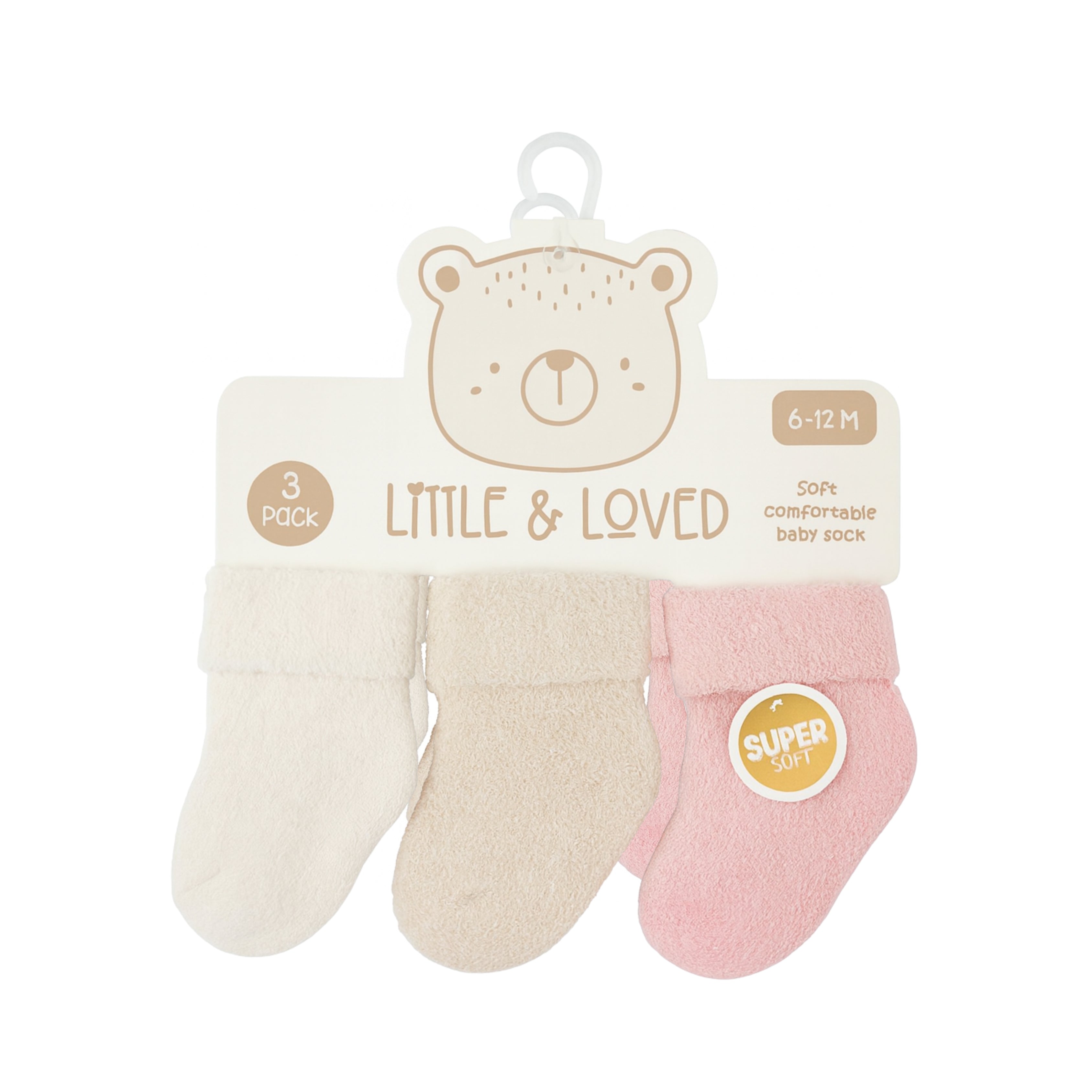 Set De 3 Medias Doblez Con Detalle De Peluche rosa