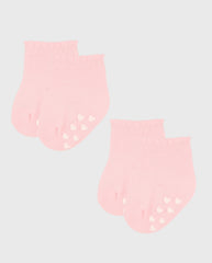 Set De 8 Medias Antideslizantes Para Bebé Rosa