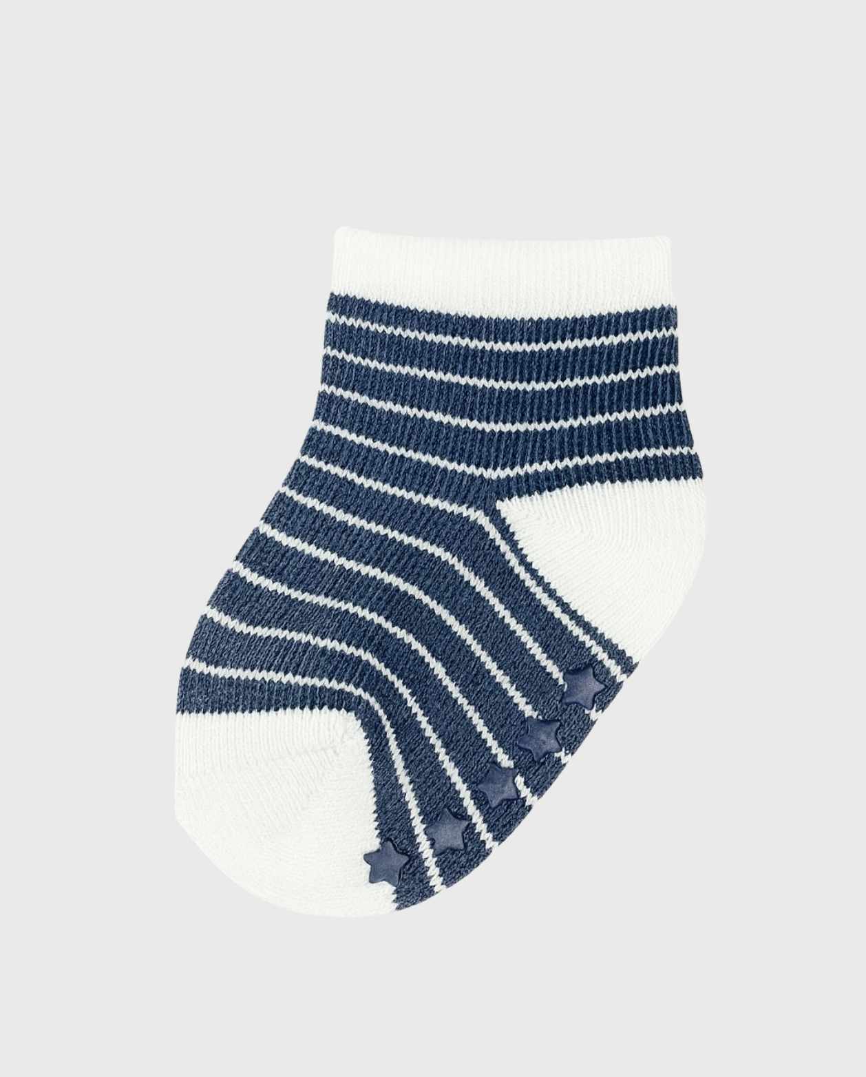 Set 4 Medias Estampado Cara Feliz Azul Líneas 