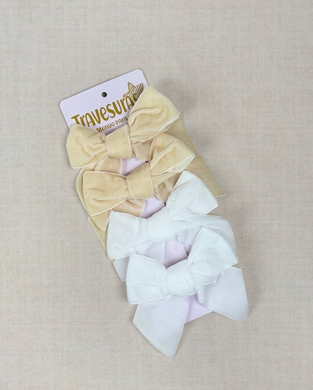 Set 2 Pinzas Terciopelo Blanco