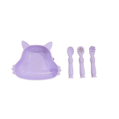 Set Plato y Cubiertos en Silicona Zorro lila