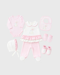 Set Primer DÍa Bordado Conejo Rosa