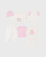 Set Primer Día Bordado Pulpo Rosa