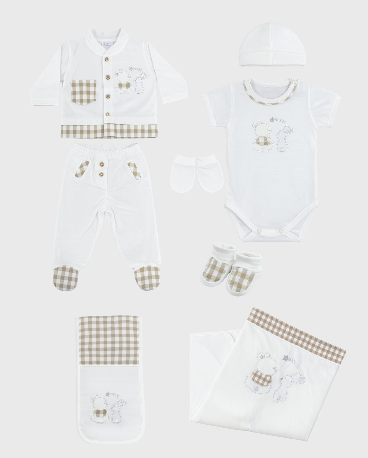 Set Primer Día Cuadros Oso Beige