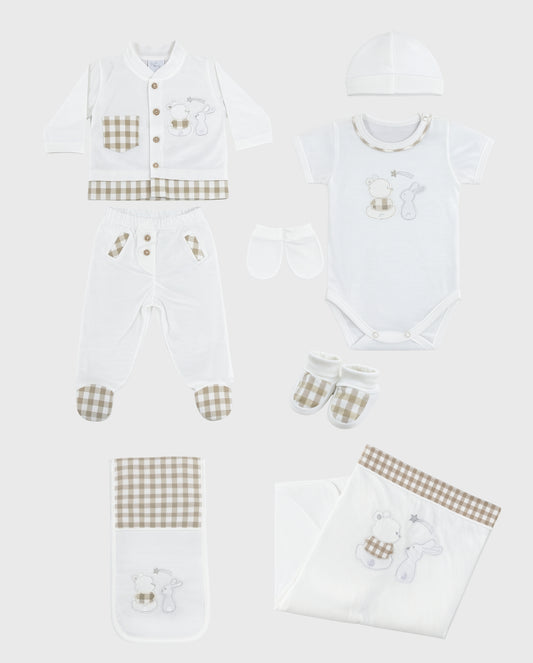 Set Primer Día Cuadros Oso Beige