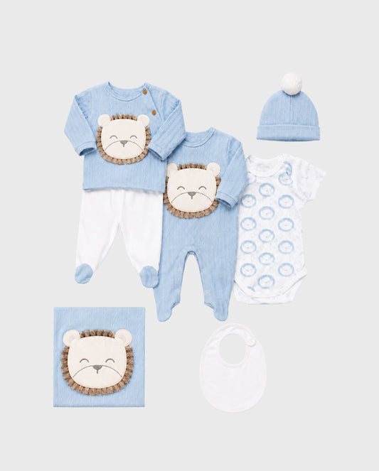 Set Primer Día León Calado Azul
