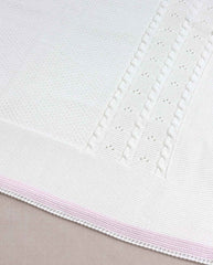 Set Primer Día Tejido Enterizo Detalles Flores Rosa cobija 