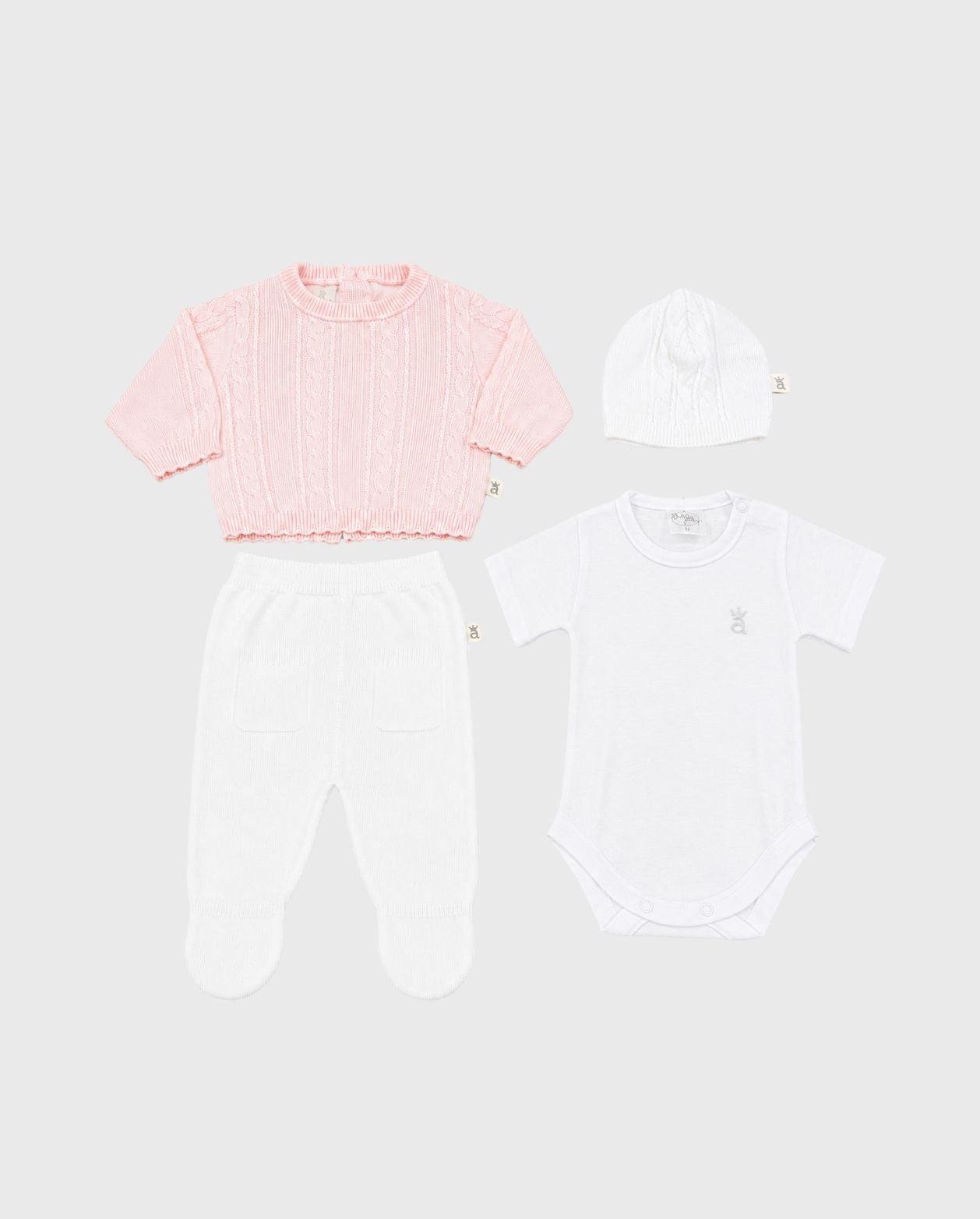 Set Primer Día Trenzado 100% Algodón Rosa diseño