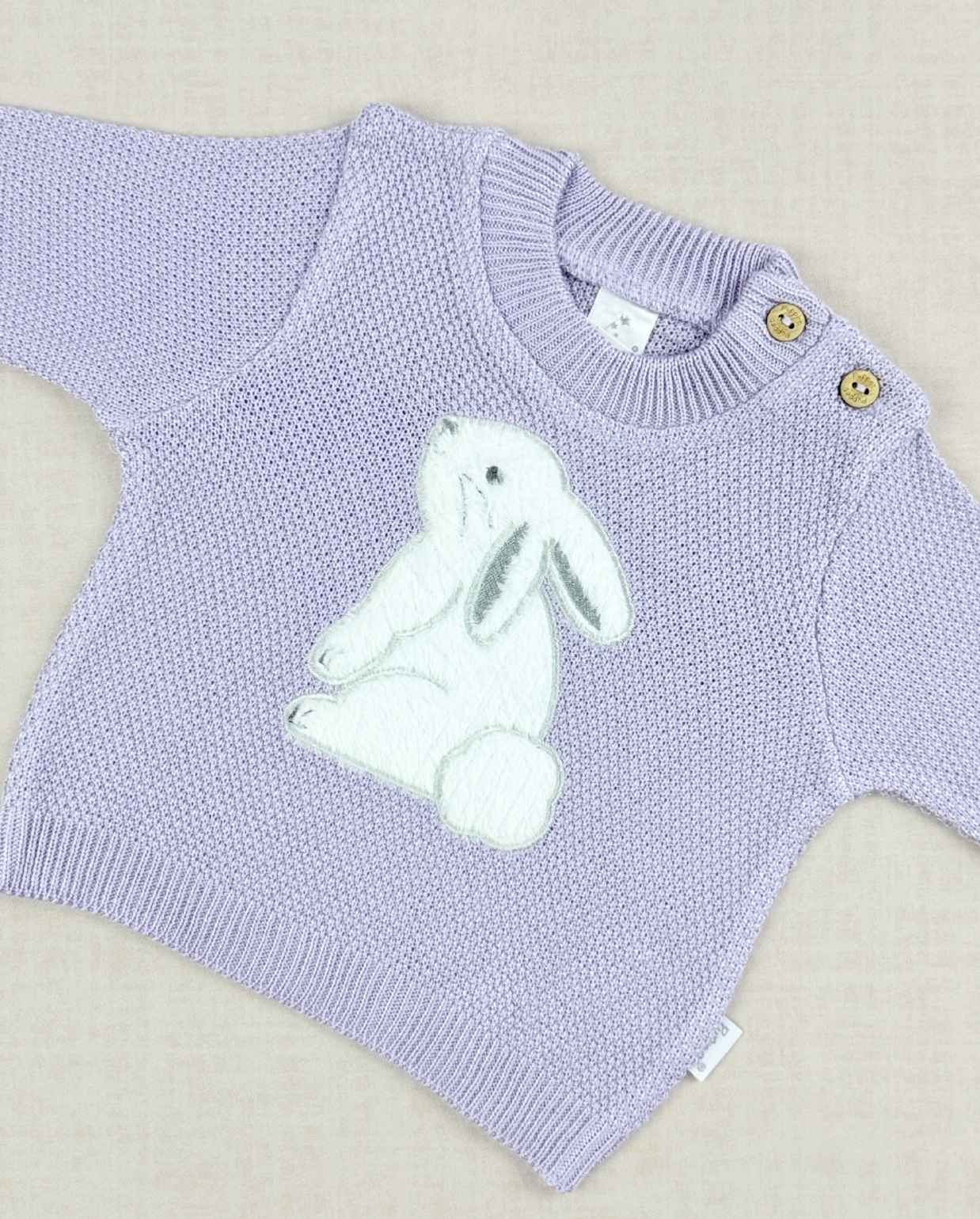 Set Primer Día Conejo Tejido Lila Niñas