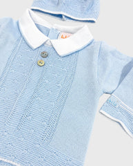 Set Primer Dia Tricot Cuello Detalle Botones Azul detalle
