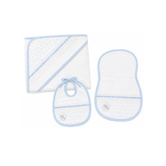 Set Toalla Con Capota Detalles Bordados Azul