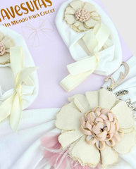 Set Turbante con Baletas Flor Beige Niñas