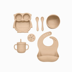 Set Vajilla en Silicona Buho beige