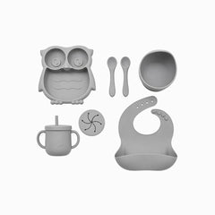 Set Vajilla en Silicona Buho gris