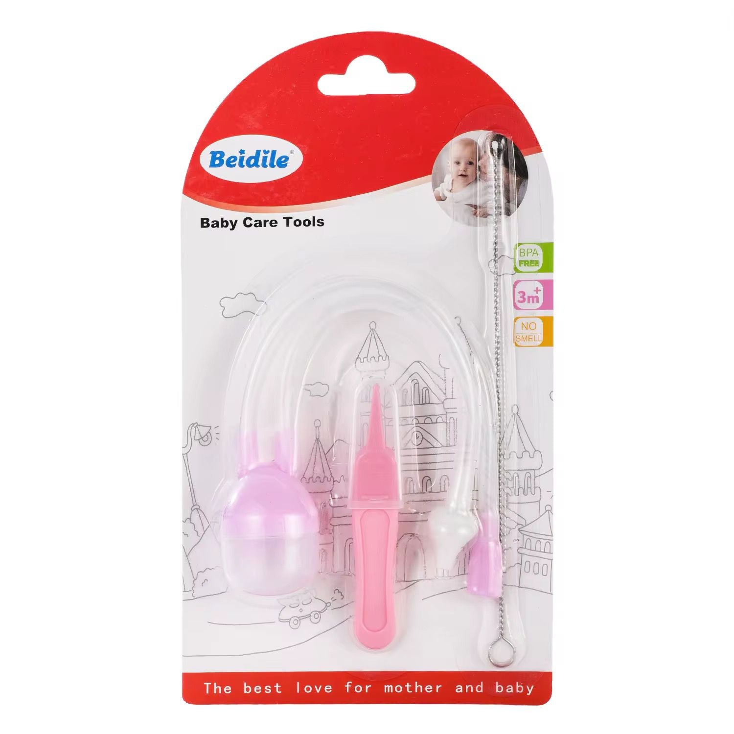Set de Aspirador Nasal Manual De Manguera ROSA