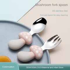 Set de Cubiertos Acero Inoxidable Hongo rosa