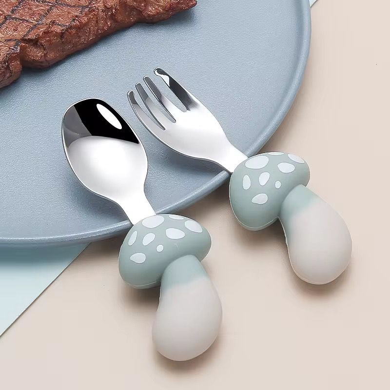 Set de Cubiertos Acero Inoxidable Hongo verde