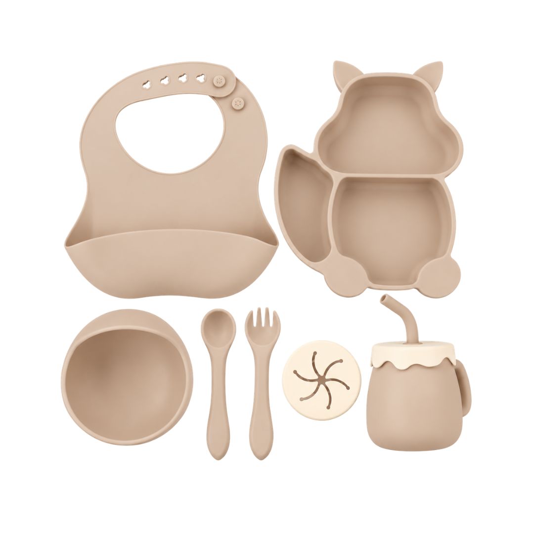 Set de Vajilla En Silicona Diseño Ardilla beige