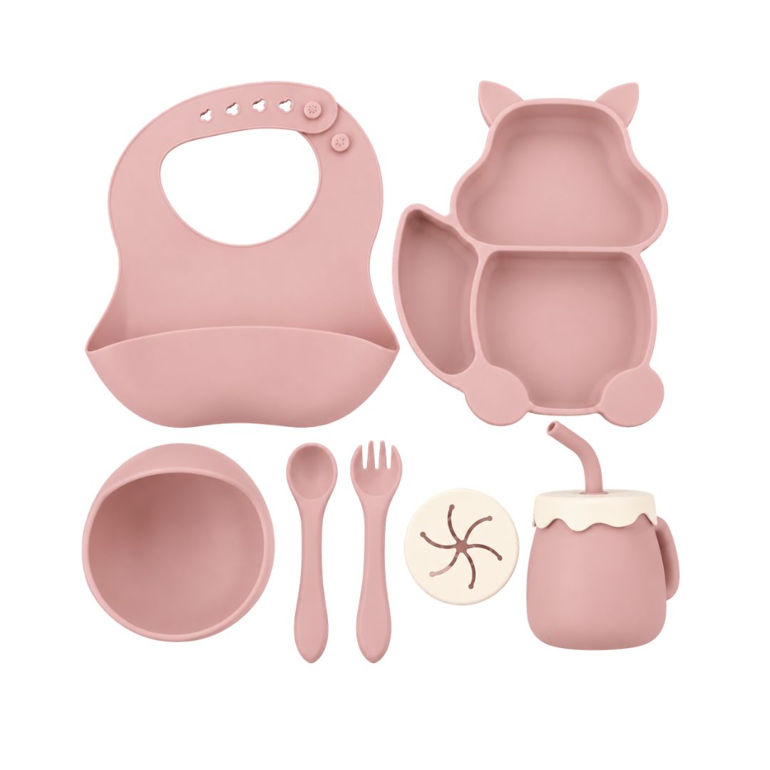 Set de Vajilla En Silicona Diseño Ardilla rosa