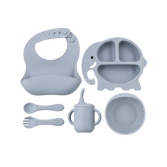 Set de Vajilla En Silicona Diseño Elefante gris