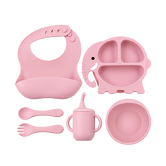 Set de Vajilla En Silicona Diseño Elefante rosa