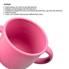 Set de Vajilla  Silicona Alimentación Dinosaurio Piezas 