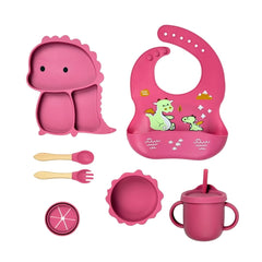 Set de Vajilla  Silicona Alimentación Dinosaurio Red