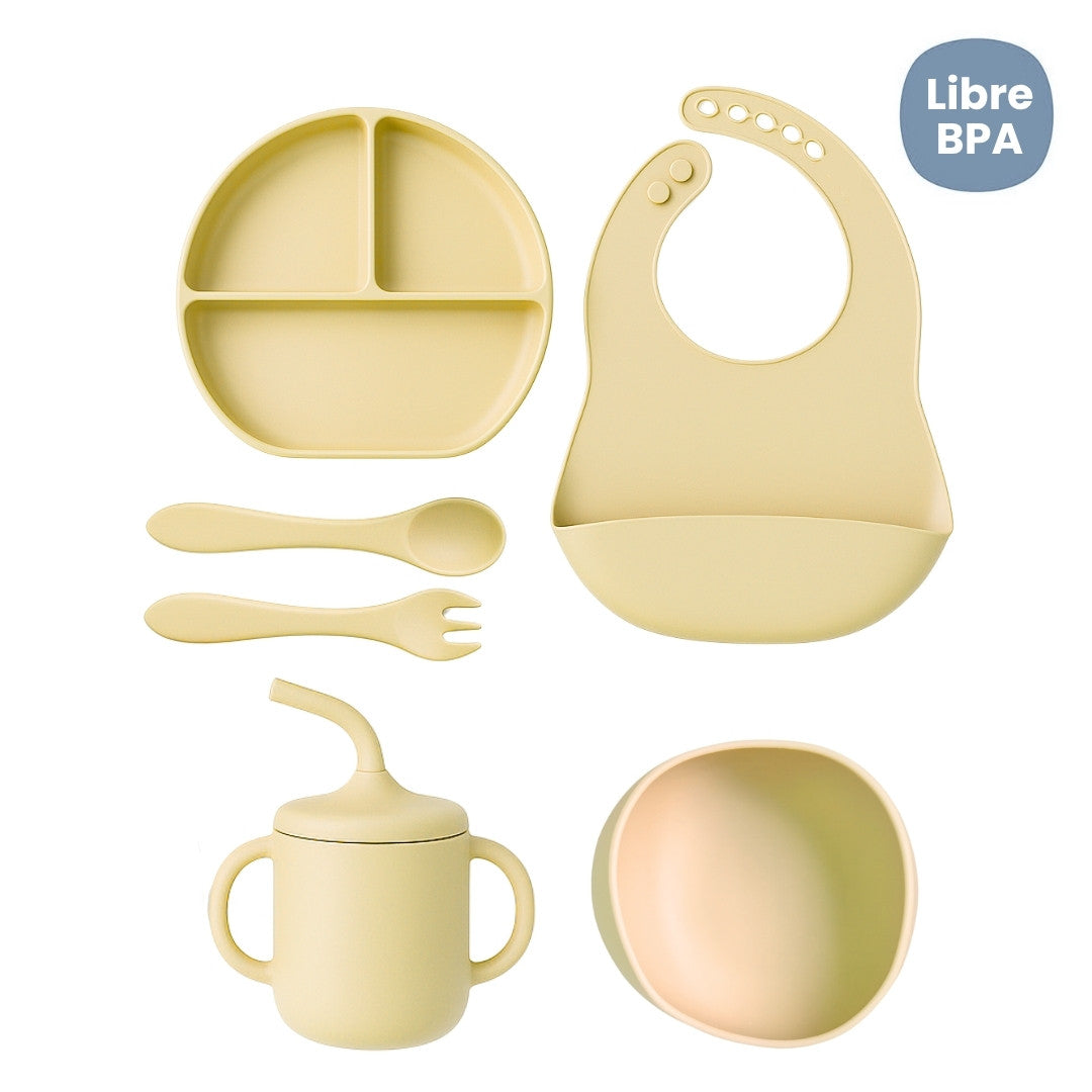 Set de Vajilla  Silicona Alimentación Sencilla Yellow
