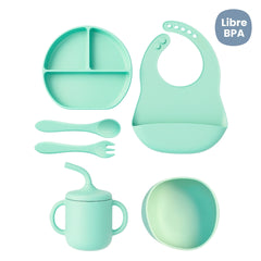 Set de Vajilla  Silicona Alimentación Sencilla Aguamarina