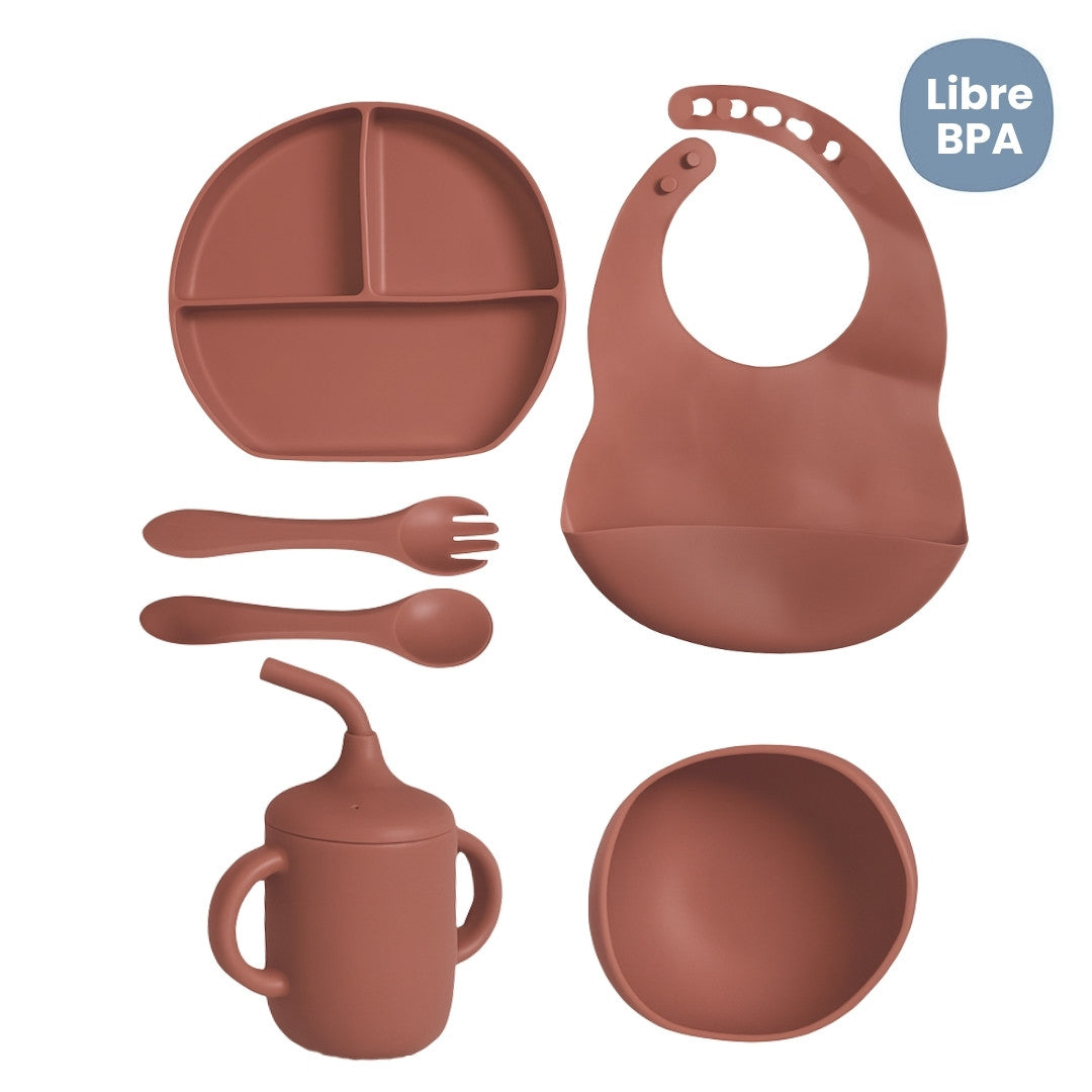 Set de Vajilla  Silicona Alimentación Sencilla Red